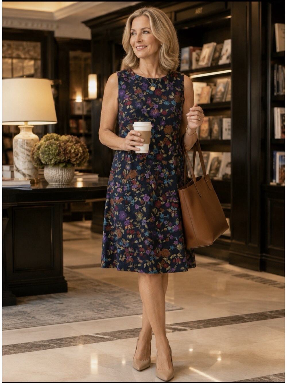 Vintage Sag Harbor Black & Jewel Tone Floral Print Y2K 90s Sleeveless Dress